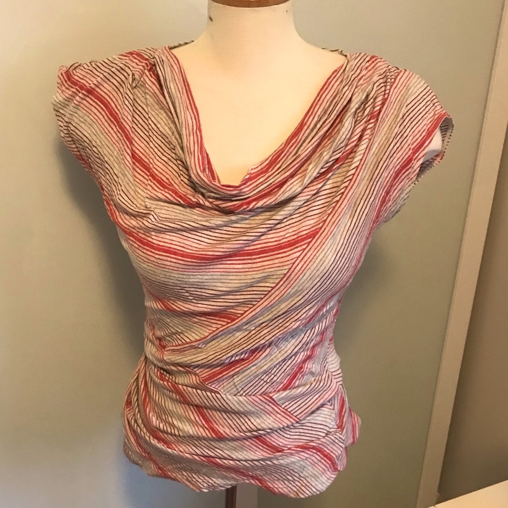 Max Studio Sleeveless Striped Cowled Top